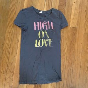 Hollister tee shirt top high on love pastel letters pink yellow
